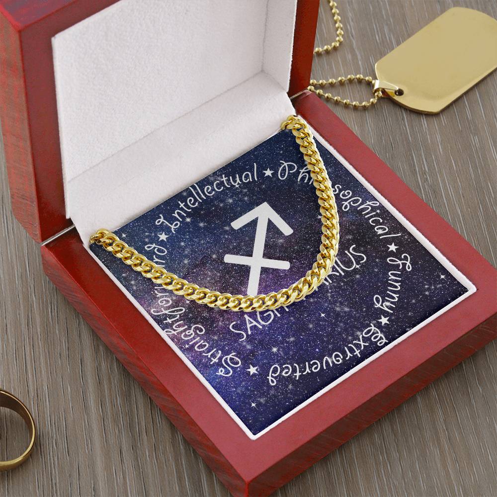 Cuban Link Chain Necklace - Sagittarius Theme