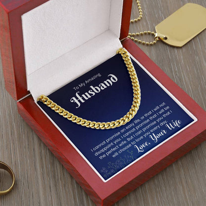 Cuban Link Chain Gift For Husband - I Love You Every Day Necklace