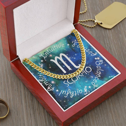 Cuban Link Chain Necklace - Scorpio Theme