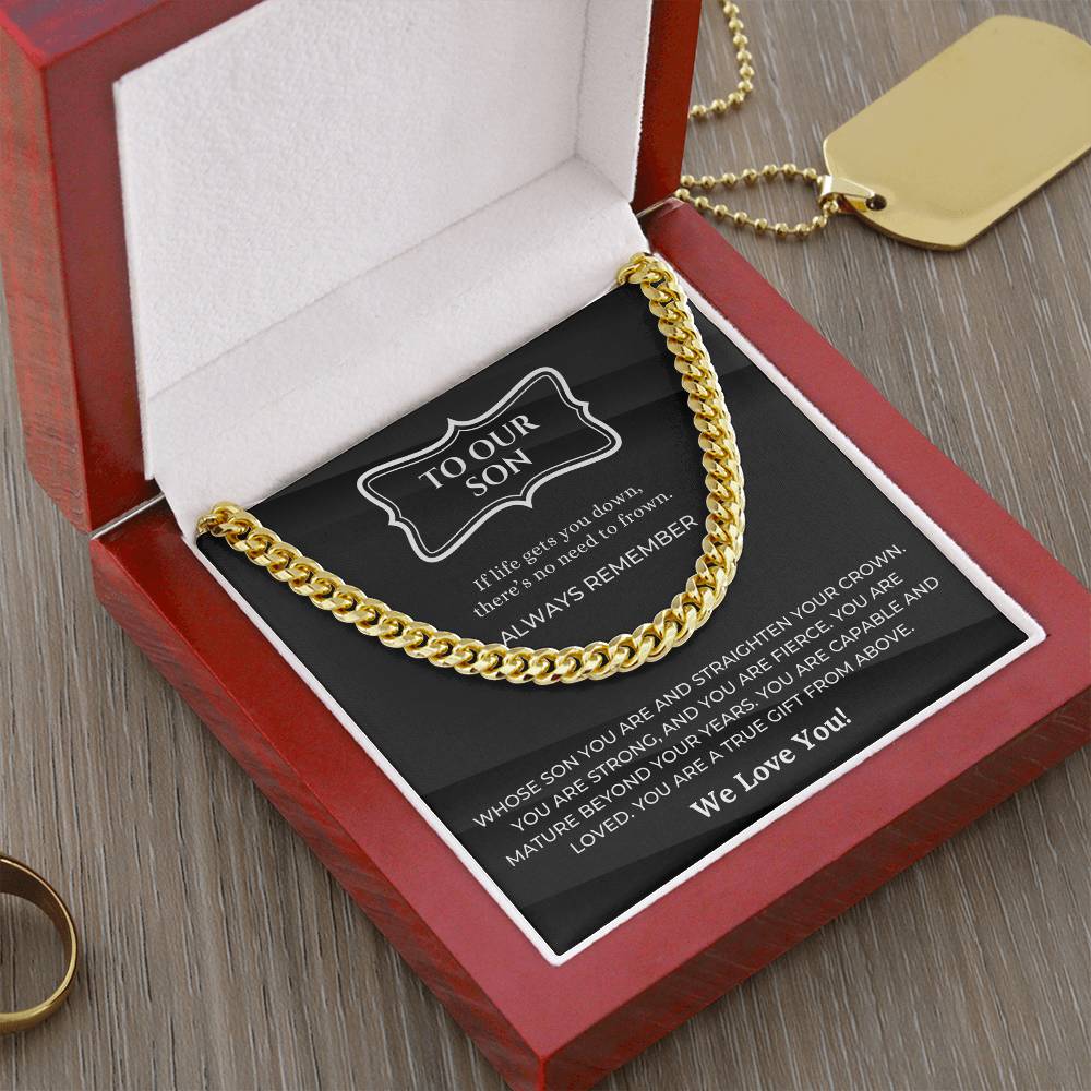 Cuban Chain Necklace Gift For Son From Parents Birthday Gift For Son Encouragement Gift For Son Cuban Link Chain