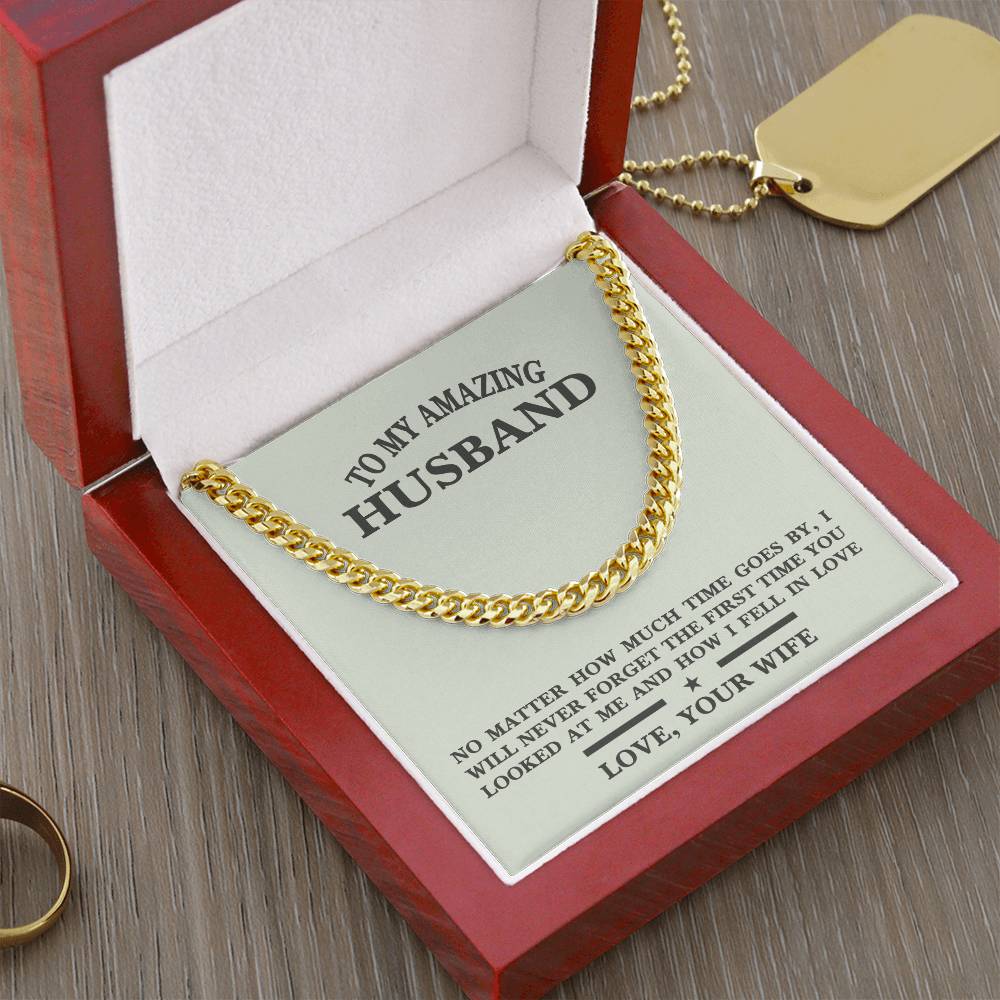 For Husband- Birthday  Anniversary Gift  Message Card Jewelry Cuban Link Chain