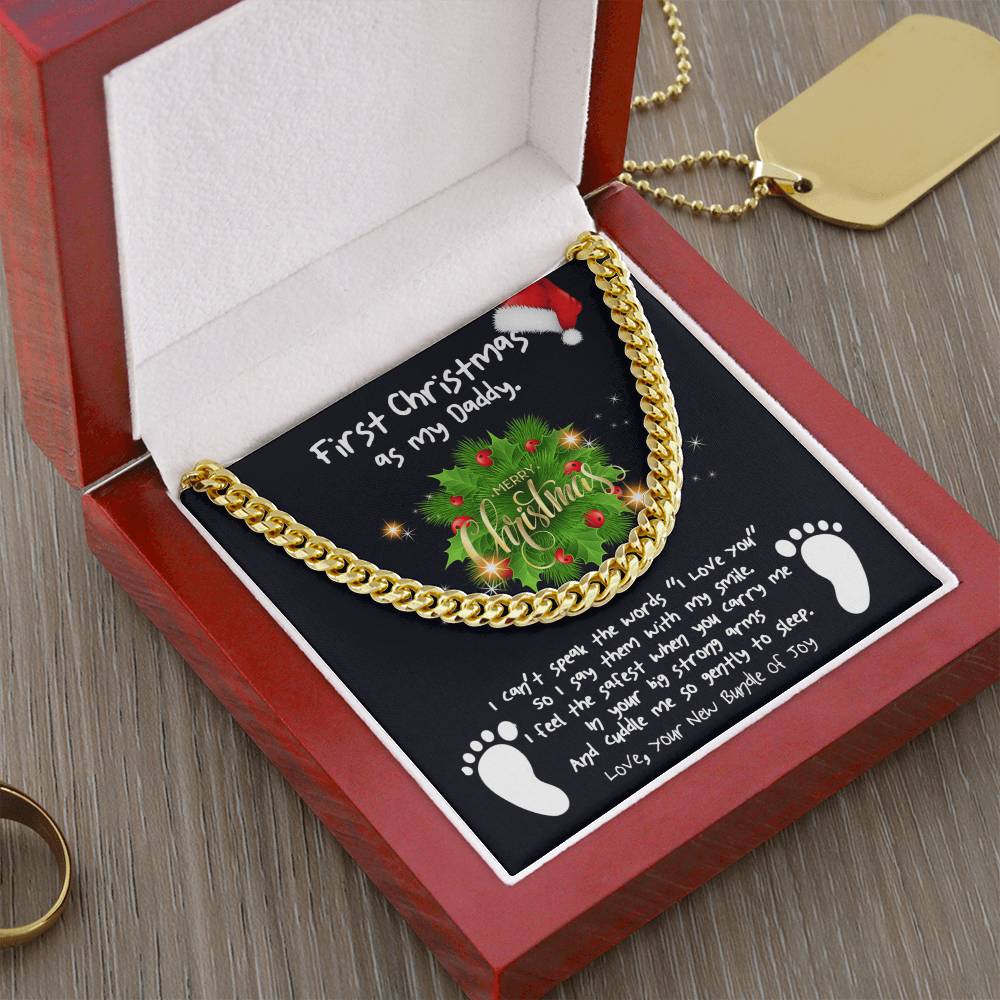 First Christmas Daddy Cuban Link Chain