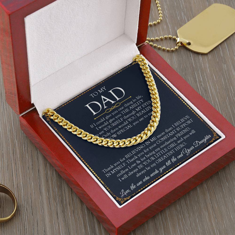 Father's Day Gift For Dad Dad Necklace Gift From Daughter To My Dad Necklace Dad Birthday Gift Cuban Link Chain