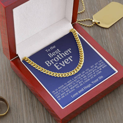 Best Brother Ever Cuban Link Necklace Gift From Sister Cuban Link Chain