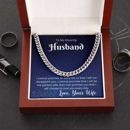 Cuban Link Chain Gift For Husband - I Love You Every Day Necklace