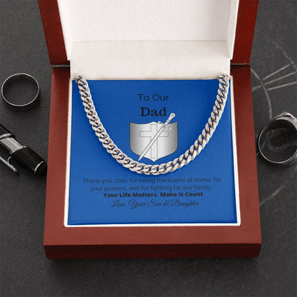 To Our Dad Gift For Him Cuban Link Chain Necklace Cuban Chain Necklace Stainless Steel 14K Yellow Gold Christmas Gift