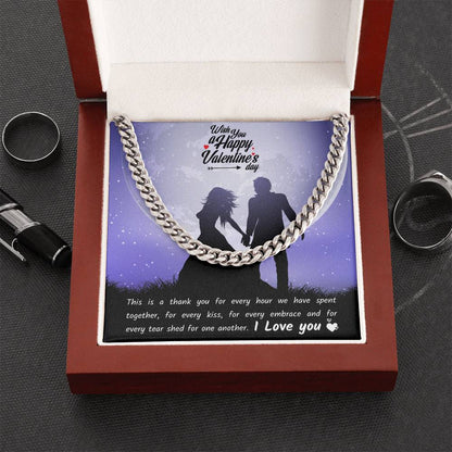Valentines Day Necklace Gift For Boyfriend Husband Perfect Love Gift For Him Cuban Link Chain