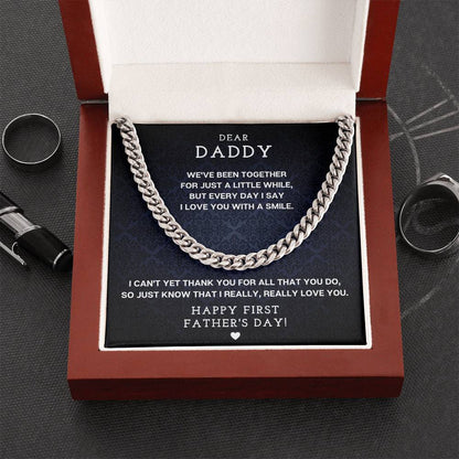 Dear Daddy - First Father's Day Necklace Cuban Link Chain