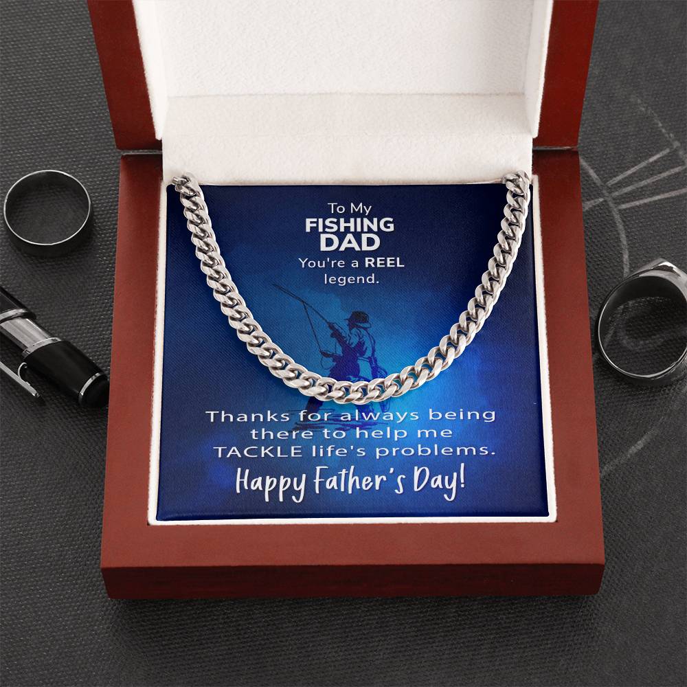 Cuban Link Chain Men To My Fishing Dad Gift For Fishing Dad Father's Day Gift Necklace To Dad From Son Daughter
