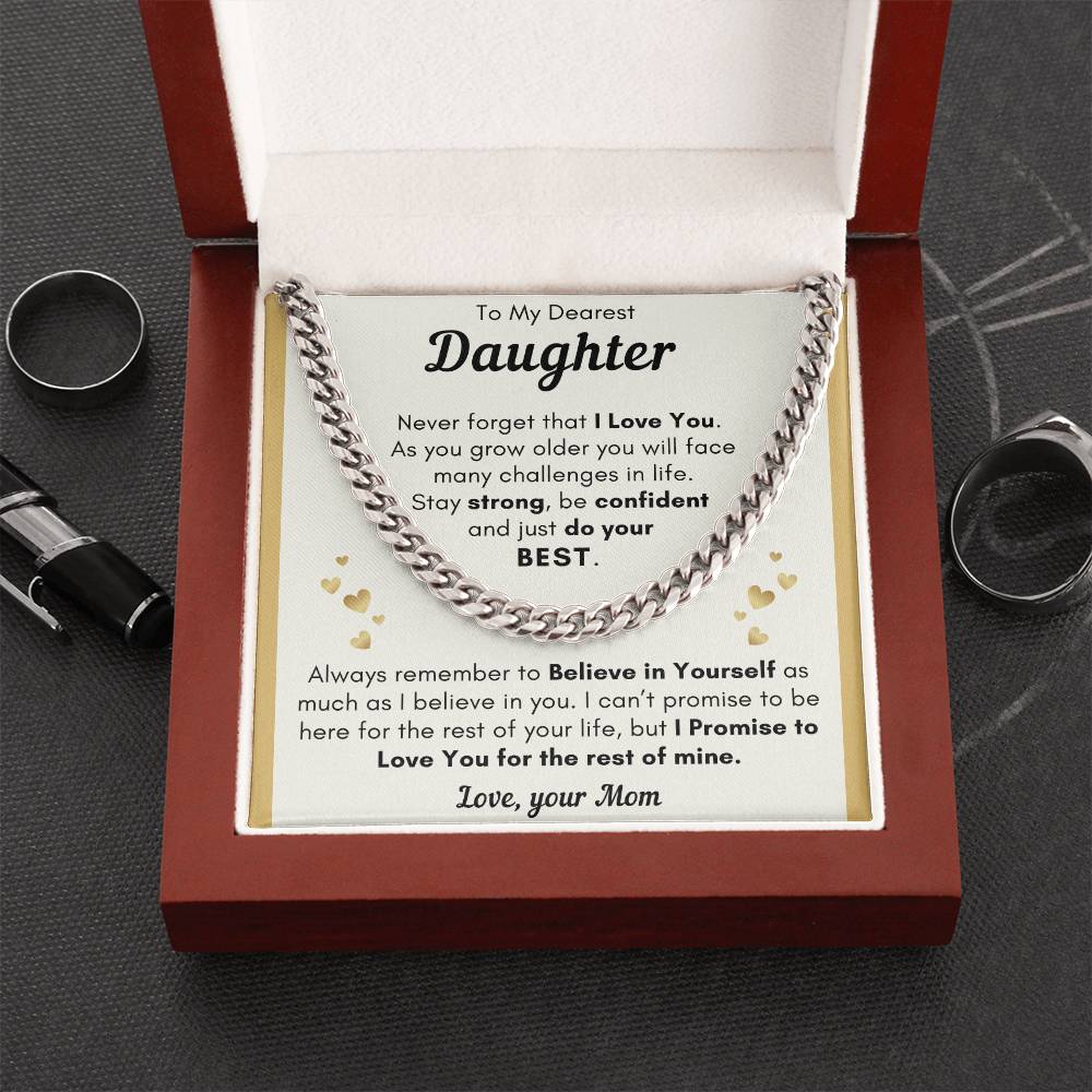 Daughter Just Do Your Best - Cuban Link Chain - Clm22