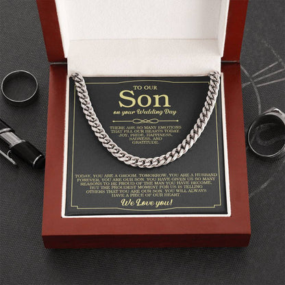 To Our Son On Your Wedding Day Cuban Chain Necklace Gift For Son From Mother And Dad Wedding Gift For Groom Groom Gift Cuban Link Chain
