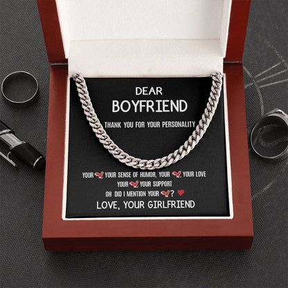 Dear Boyfriend - Cuban Link Chain - Luxury Valentine's Day Gift