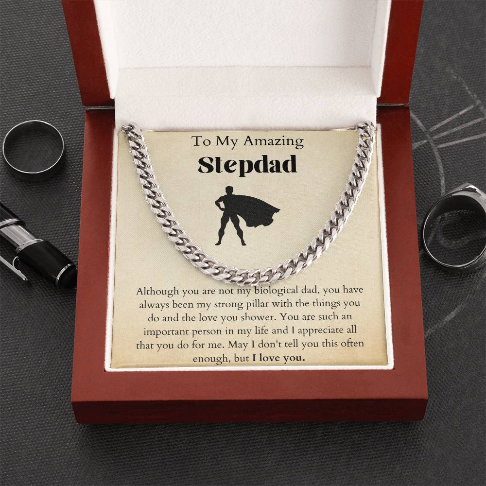 Fathers Day Gift For Stepdad. Stepdad Gift. Birthday Gift For Stepdad. I Love You Stepdad. Stepdad Gift On Fathers Day Cuban Link Chain