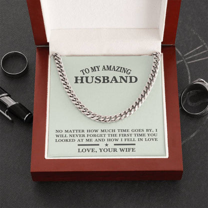 For Husband- Birthday  Anniversary Gift  Message Card Jewelry Cuban Link Chain
