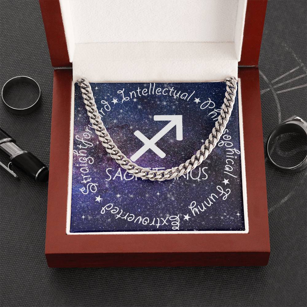 Cuban Link Chain Necklace - Sagittarius Theme