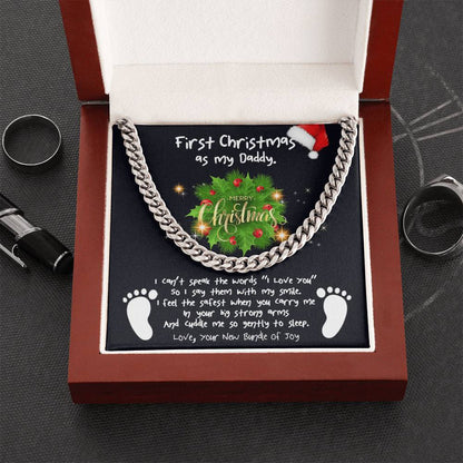 First Christmas Daddy Cuban Link Chain