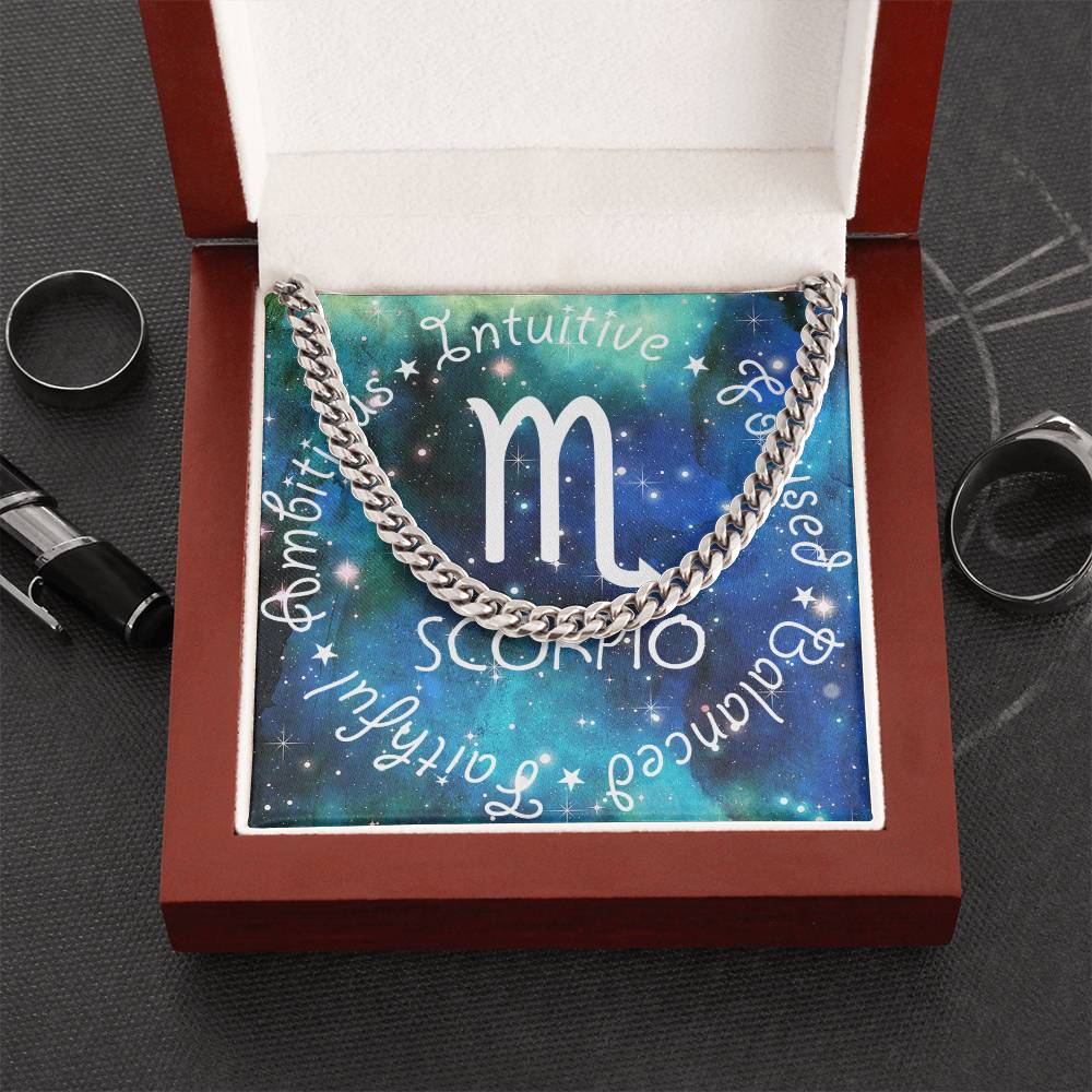 Cuban Link Chain Necklace - Scorpio Theme