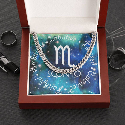 Cuban Link Chain Necklace - Scorpio Theme