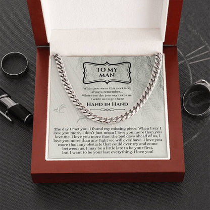 Valentines Day Gift For Him Chain Necklace Gift For Him Promise Necklace Gift To My Man Birthday Gift For Boyfriend An Cuban Link Chain