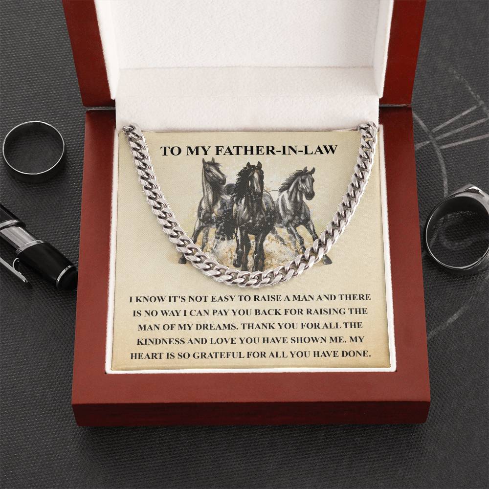 Father In Law Gift From Daughter In Law Fathers Day Gift For Father In Law Christmas Gift For Father In Law Horse Love Cuban Link Chain