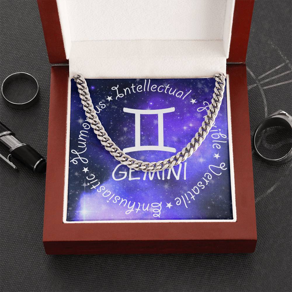 Cuban Link Chain Necklace - Gemini Theme