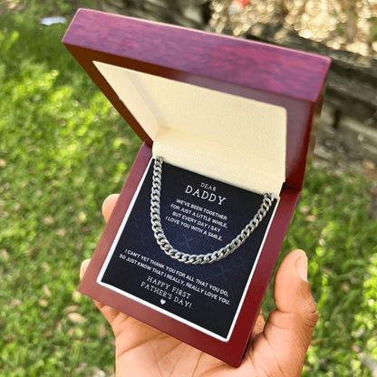 Dear Daddy - First Father's Day Necklace Cuban Link Chain