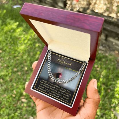 Gift For Boyfriend Anniversary Birthday Christmas Long Distance Chain Necklace With Message Card Cuban Link Chain