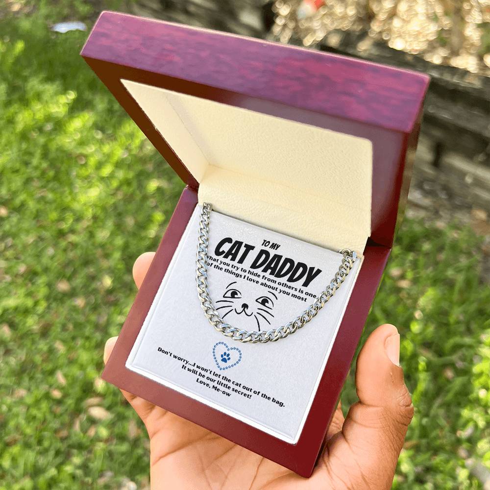 Cat Daddy Gift Cat Gift For Men Cuban Link Chain Valentine Gift For Husband Heavy Chain Necklace Funny Romantic Gift F