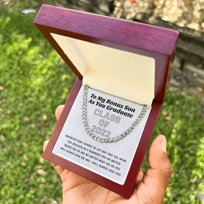 Bonus Son Graduation Class Of 2022 High School Graduation College Graduation Gift For Step Son Mens Gold Cuban Link Ch Cuban Link Chain