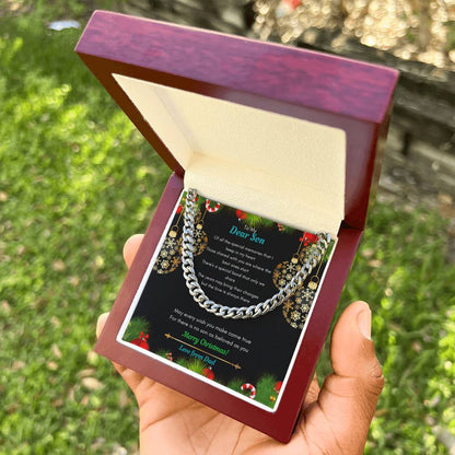 Dad To Son Christmas Cuban Link Chain Necklace