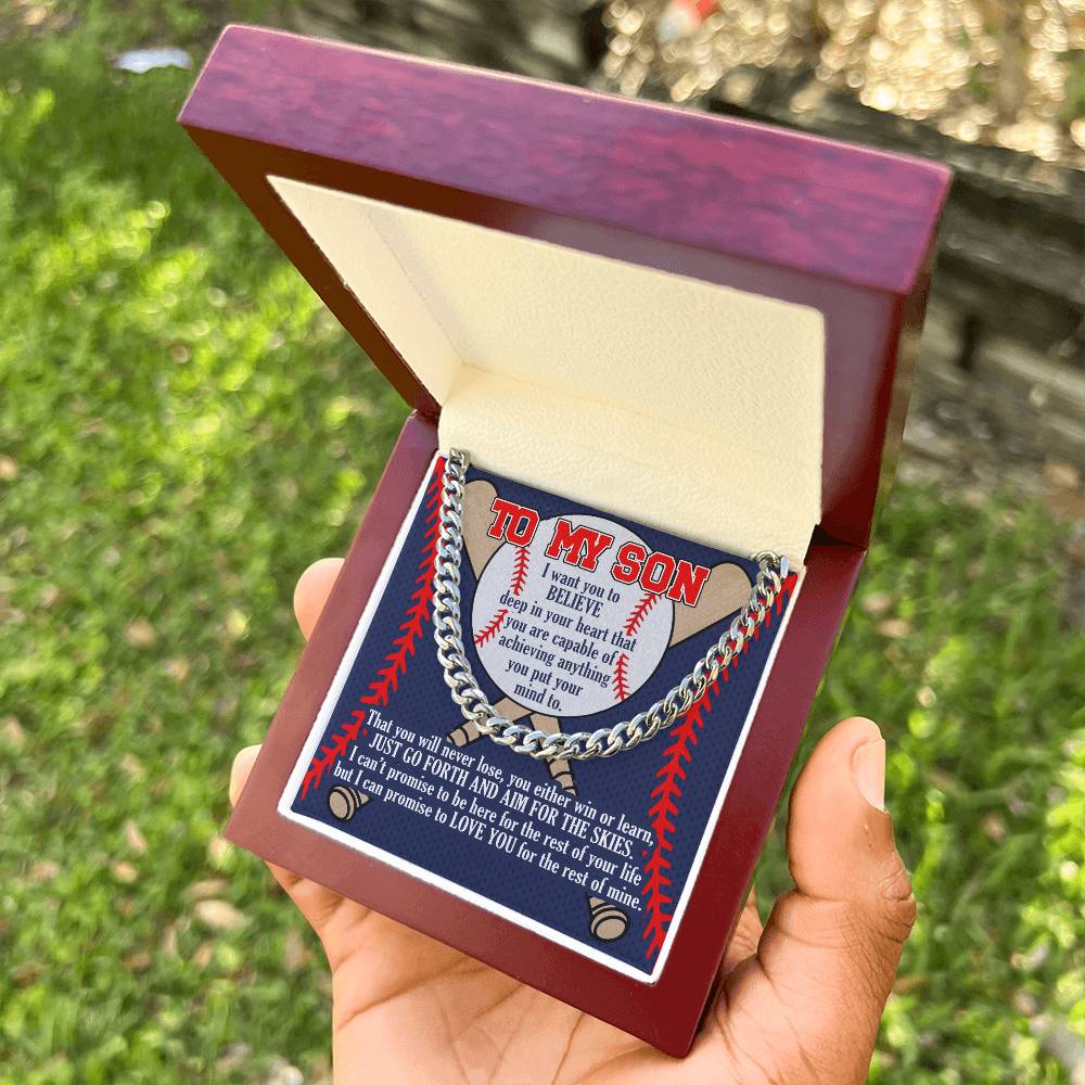 A Gift For Son Link Chain Necklace - Aim For The Skies Cuban Link Chain