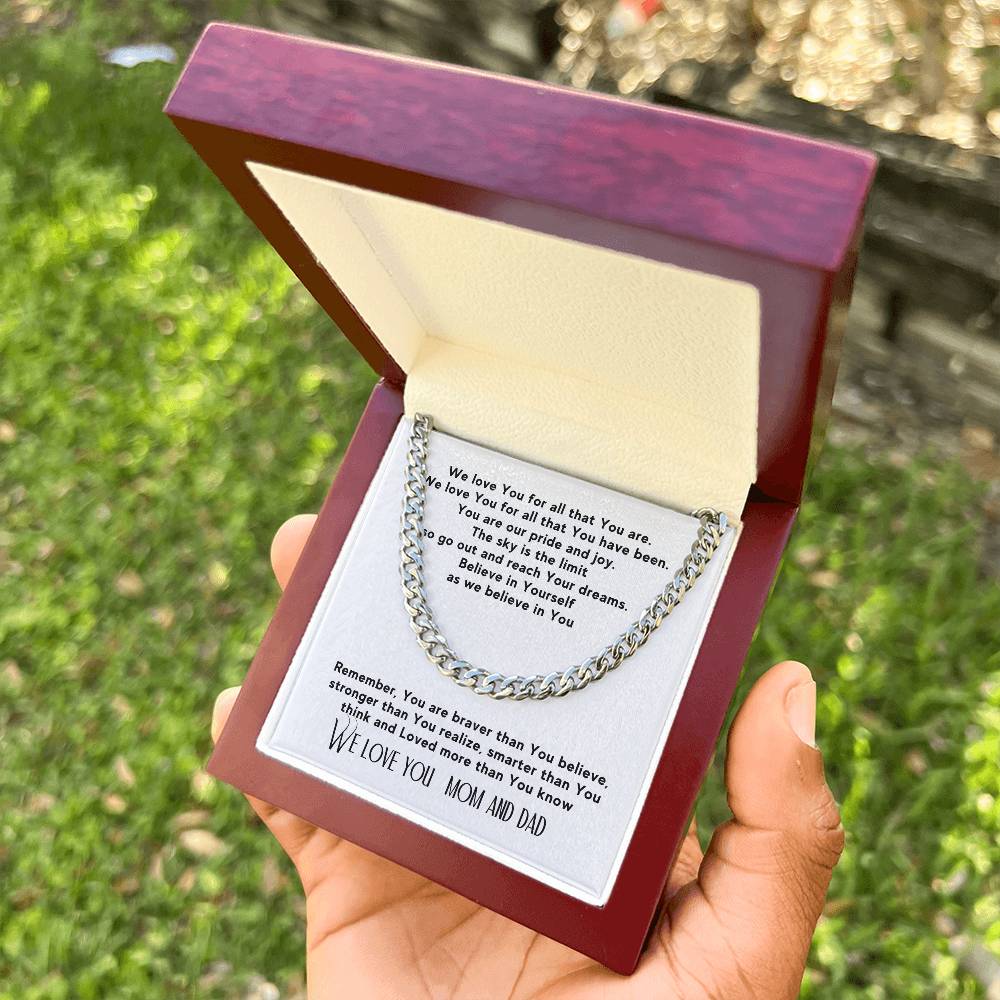 To Son From Mom Cuban Necklace Son Birthday Gift Cuban Link Chain Gold And Silver Just Because Christmas Gift Stocking