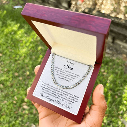 To Our Son Chain Necklace Gift To Son From Mom And Dad Birthday Graduation Gift For Son Cuban Link Chain