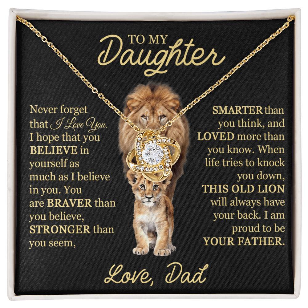 Beautiful Gift For Daughter From Dad This Old Lion Necklace Love Knot Necklace