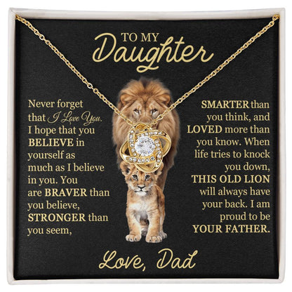 Beautiful Gift For Daughter From Dad This Old Lion Necklace Love Knot Necklace