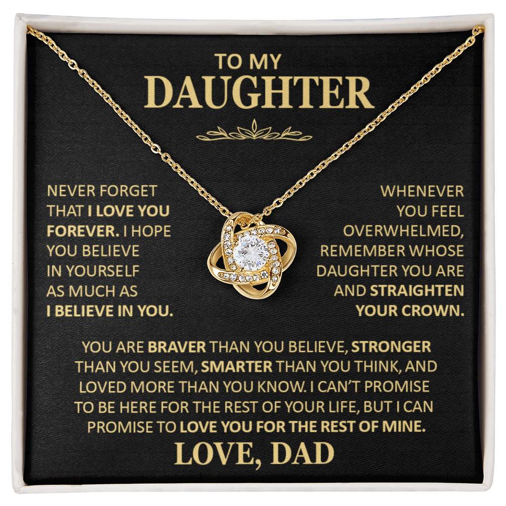 Beautiful Gift for Daughter From Dad Never Forget That I Love You Necklace Love Knot Necklace