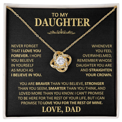 Beautiful Gift for Daughter From Dad Never Forget That I Love You Necklace Love Knot Necklace