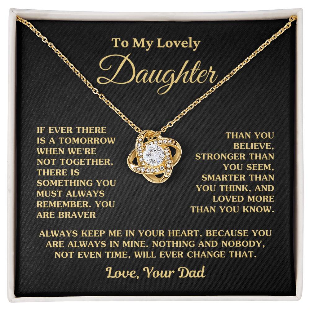 Gift For Daughter Always Keep Me In Your Heart Love Dad Necklace Love Knot Necklace