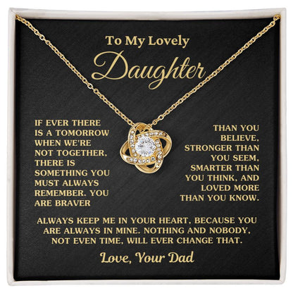 Gift For Daughter Always Keep Me In Your Heart Love Dad Necklace Love Knot Necklace