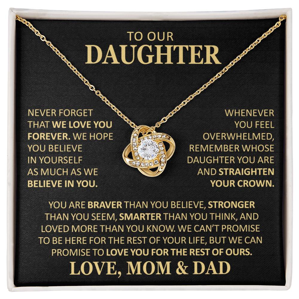 Beautiful Gift For Daughter From Mom And Dad Never Forget That We Love You Necklace Love Knot Necklace