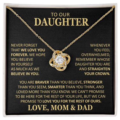 Beautiful Gift For Daughter From Mom And Dad Never Forget That We Love You Necklace Love Knot Necklace