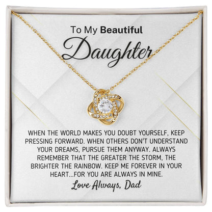 Gift For Daughter - The Greater The Storm Love Dad Necklace Love Knot Necklace