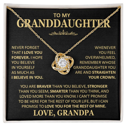 Beautiful Gift for Granddaughter From Grandpa Never Forget That I Love You Necklace Love Knot Necklace