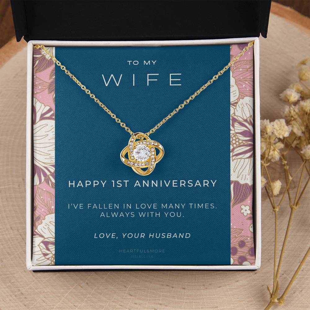 1 Year Anniversary Gift For Wife  1 Year Anniversary Gifts  1 Year Wedding Anniversary Gift Ideas  1St Wedding Anniversary Gift F(8) Love Knot Necklace