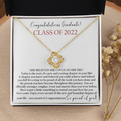 Class Of 2022 Graduation Gift Necklace Graduation Gift For Her Love Knot Necklace