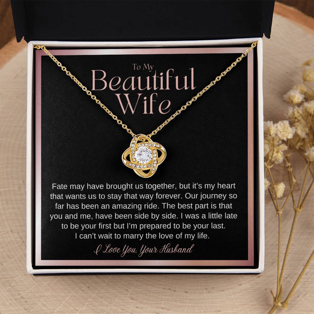 Wife Gift On Wedding Day Bride Gift From Groom On Wedding Day Fate May Have Brought Us Together Wife Wedding Necklace Gift From Husband Love Knot Necklace