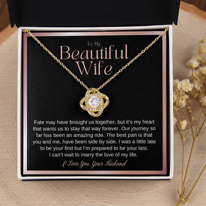 Wife Gift On Wedding Day Bride Gift From Groom On Wedding Day Fate May Have Brought Us Together Wife Wedding Necklace Gift From Husband Love Knot Necklace