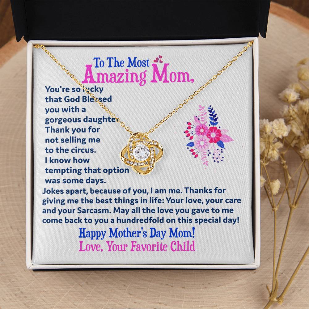 Gift For Amazing Mom Love Knot Necklace