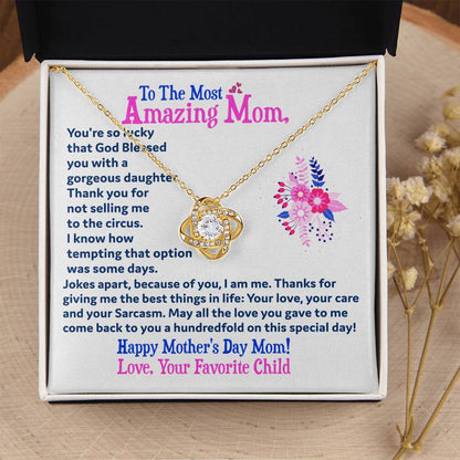 Gift For Amazing Mom Love Knot Necklace
