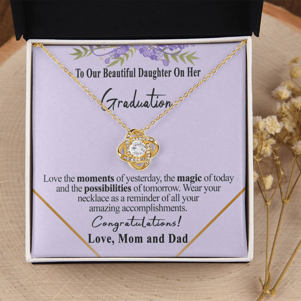 Class Of 2022 Graduation Gift Necklace To Our Beautiful Daughter On Her Graduation To Daughter Gift From Mom And Dad High School Graduation College Grad Love Knot Necklace